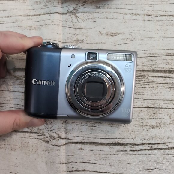 Canon PowerShot A1000 IS Digital Camera Silver/Blue 10MP Tested + Case - Picture 2 of 8